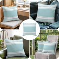 thumbnail image 4 of Throw Pillow Covers, Farmhouse Aqua Striped 26x26 Pillow Covers for Couch/Sofa/Bed, Modern Minimalist Stripes Decorative Square Linen Cushion Pillowcase for Home Decor, 4 of 9