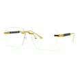thumbnail image 4 of Retro Gangster Rapper Luxury Clear Lens Rimless Rectangle Fashion Eyeglasses Gold Black, 4 of 8