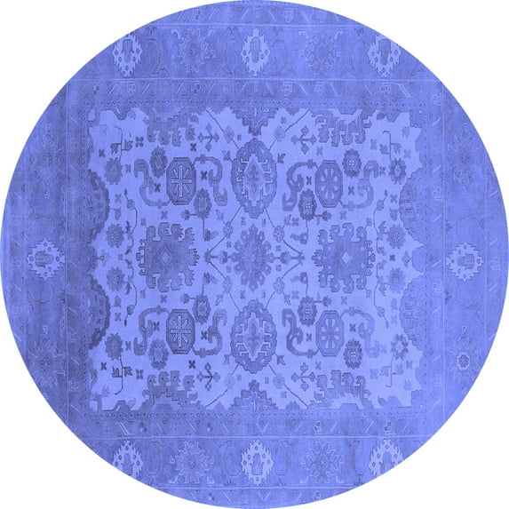Ahgly Company Indoor Round Oriental Blue Industrial Area Rugs, 4' Round