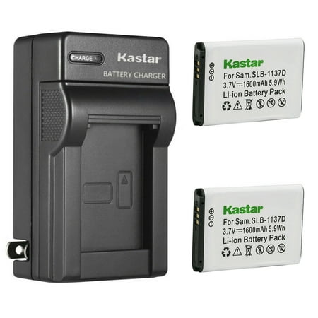 Kastar 2-Pack 1137D Battery and AC Wall Charger Replacement for Samsung SLB-1137DBattery Samsung i80 i85 i100 NV11 NV24HD NV30 NV40 NV100HD NV103 NV106 HD Digimax L74 Wide TL34HD Cameras
