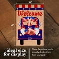 thumbnail image 4 of G128 Garden Flag Welcome Three Gnomes in Patriotic Truck 12"x18" Burlap Fabric, 4 of 9