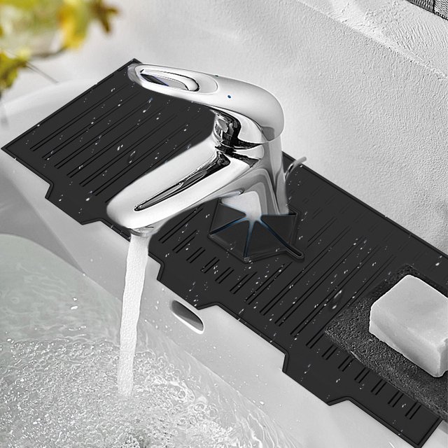 Muyoka Atopoler Fregadero de cocina Protector contra salpicaduras Grifo de silicona Colector de agua Manija del grifo Bandeja colectora de goteo para mantener los fregaderos de cocina y baño secos Muyoka Hogar