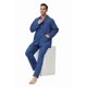 thumbnail image 5 of Apparonia Conjunto de Pijamas para Hombre de Algodón con Cuello con Muesca Pijamas para Hombre de Manga Larga Ropa de Dormir para Hombre con Bolsillos y Frente Fly Cuadros Azules XXL, 5 of 6
