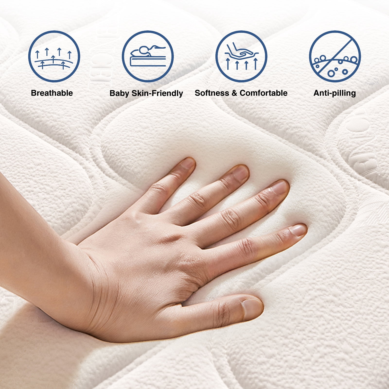 10 inch Queen Mattress , Hybrid Queen Mattresses in a Box, Medium Firm with Zoned Support, Memory Foam & Pocket Springs for Motion Isolation & Pressure Relief, CertiPUR-US Certified