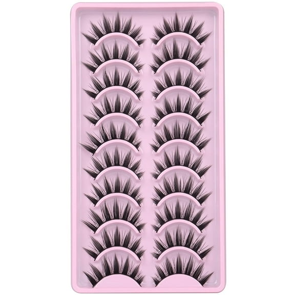 False Eyelashes Manga Lashes Wet Eyelashes Japanese Styles Spiky Lashes Cosplay Natural Wispy Fluffy Lashes 3D Effect 16MM False Eyelashes 10 Pairs Pack