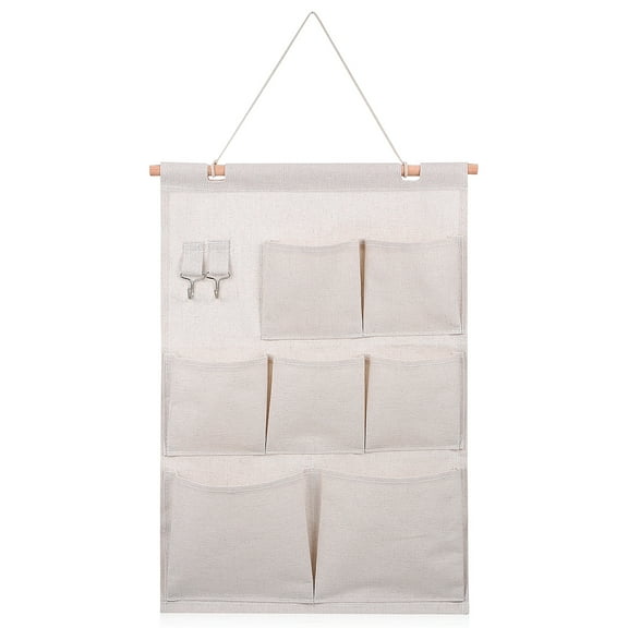 GOOHOCHY Pockets Hanging Wall Organizer Beige 1 Set 20.44X13.76X0.39in
