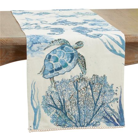 

16 x 72 in. Sea Life Table Runner Blue