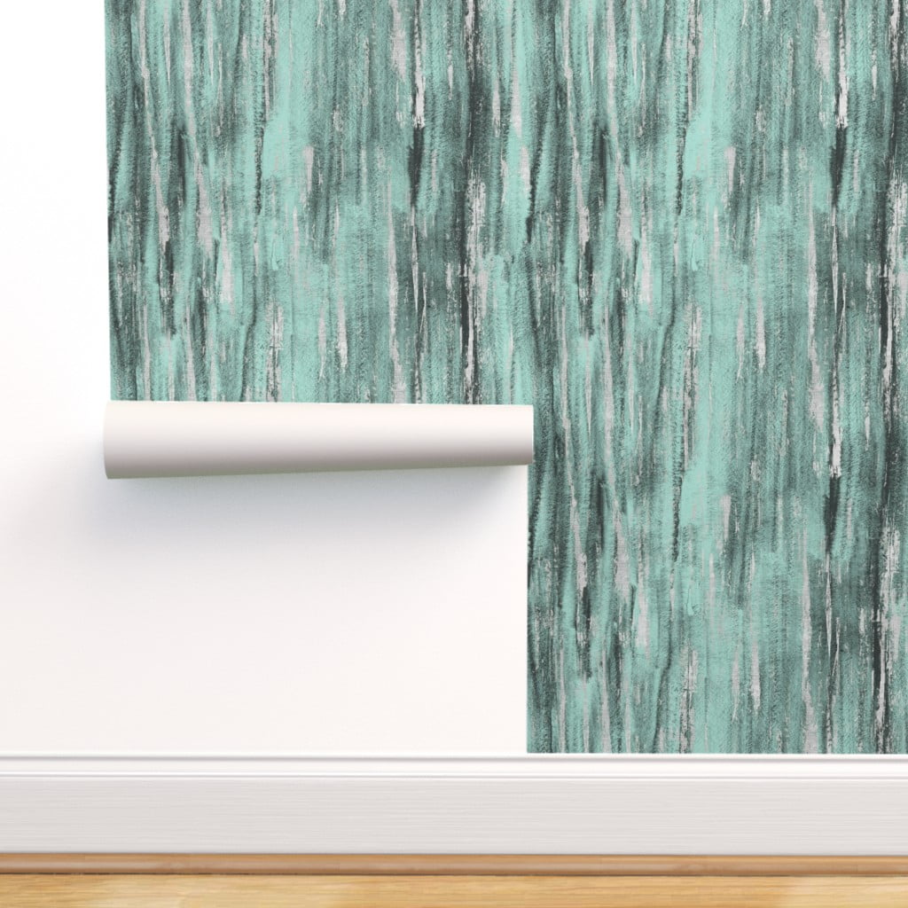 Peel-and-Stick Removable Wallpaper Texture Silver Jade Teal Mint Mod
