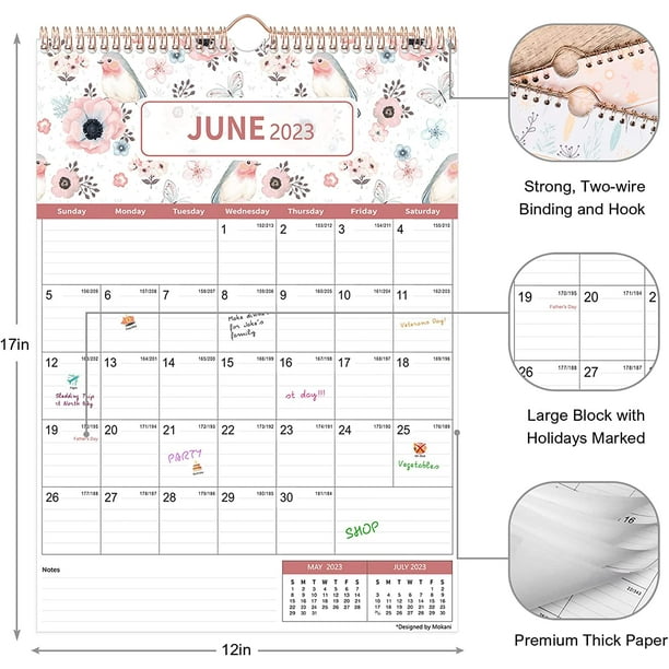 Calendrier mural janvier 2023-juin 2024 planificateur d'horaire mensuel  suspendu calendriers de Plan d'année quotidien feuille de bureau tapis de  bureau familial 