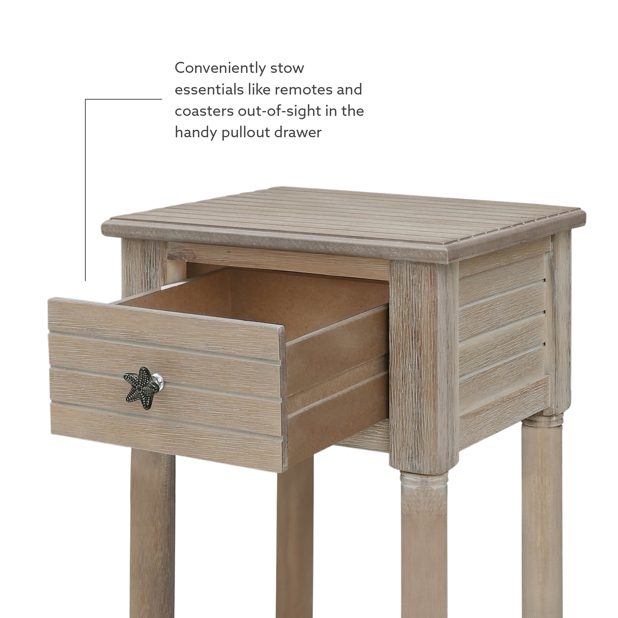 Linon Athalee Single Drawer Indoor Accent Side Table with Shelf, 29.5" Tall, Natural