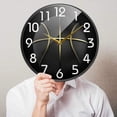 thumbnail image 4 of GZHJMY 3D Black Basketball with Gold Line Round Wall Clock, 9.5 Inch Silent Battery Operated Quartz Analog Quiet Desk Clock for Home,Office,School, 4 of 7