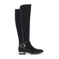 thumbnail image 4 of Vince Camuto Poppidal2 Black Wide Calf Knee High Gold Stud Sleek Flat Riding Boot (Black, 8.5), 4 of 5
