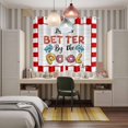thumbnail image 6 of Curtains 63 Inch Length 2 Panels, Colorful Letters Grommets Window Treatment Curtain, Boho Summer Swimming Circles Red Plaid Thermal Curtains Drapes for Living Room/Bathroom, 6 of 9