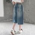thumbnail image 6 of Landzoo Little Girls Back To School Pants Solid Color Elastic Waist With Pockets Fall Soft Girls Denim Trousers Size 5-6 Years, 6 of 9