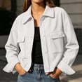 thumbnail image 5 of Bazzctt Womens Corduroy Bomber Jacket- Casual Turndown Collar Button Up Lightweight Shacket Fashion Jacket Outwear White Size XL, 5 of 8