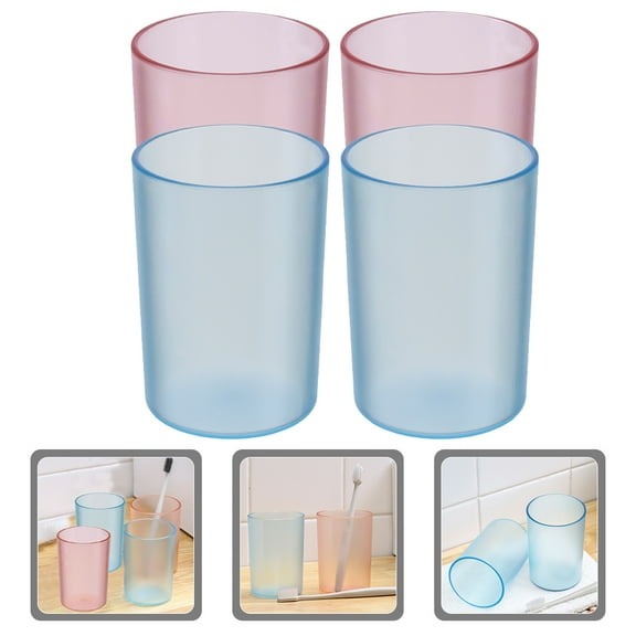UPKOCH 4pcs Plastic Mouthwash Cups Bathroom Cup Simple Style Round Couple Travel Use