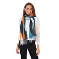 thumbnail image 2 of FORMRS Womens Scarf Winter Soft Long Big Warm Shawls Wrap Tassel Scarves, Green Abstract Wavy, 2 of 9