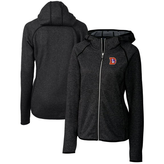 Women's Cutter & Buck Heather Charcoal Denver Broncos Throwback Logo Mainsail Full-Zip Jacket