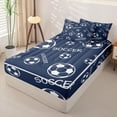 thumbnail image 2 of Castle Fairy Minimalist Soccer Print Zipper Twin Comforter Sets with Fitted Sheet and 2 Pillowcases, Sport Theme Zipper Bedding Set, Navy White,4-Piece,Navy Blue Reversible, 2 of 6