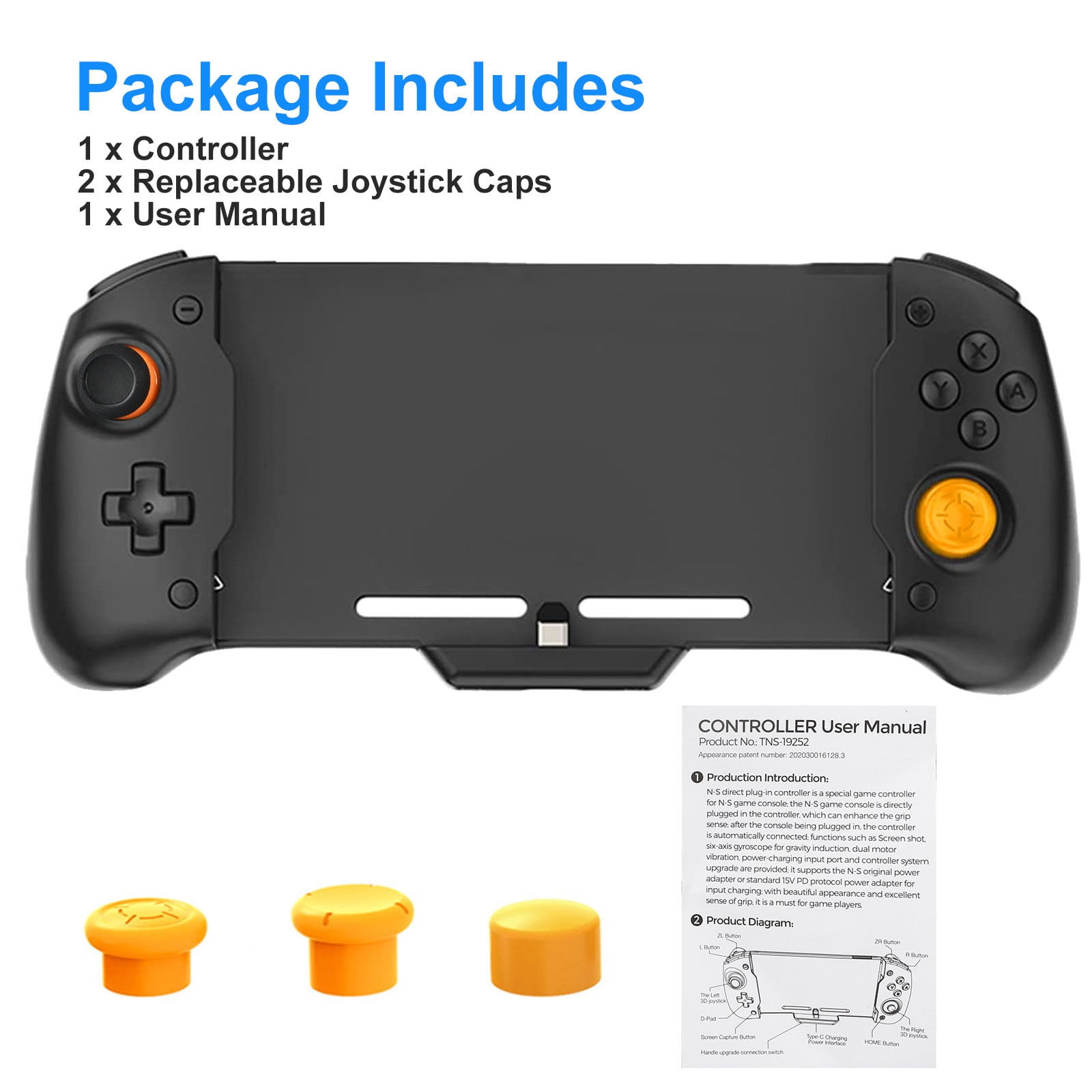 vitamin Higgins Brace EEEkit Switch Controller Fit for Nintendo Switch Joy-Con Handheld Mode,  Ergonomic Joypad Controller Replacement for Switch Pro Controller with  6-Axis Gyro, Dual Vibration, 15V PD Fast Charge - Walmart.com