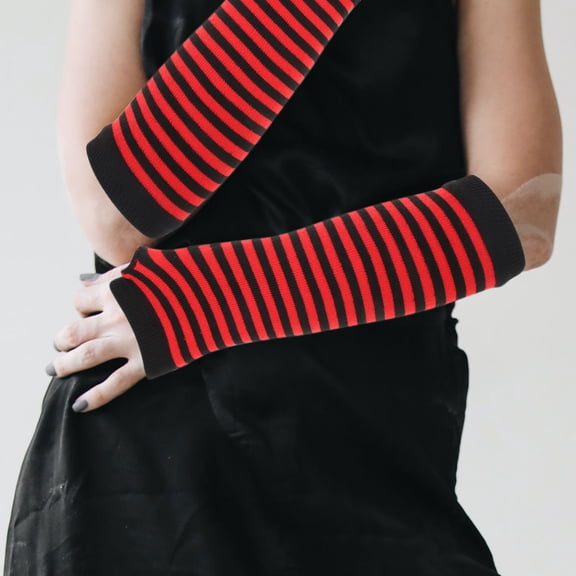 WRITWAA 6Pairs Winter Arm Sleeves Assorted Color Fingerless Gloves with Thumb Holes for Daily Use