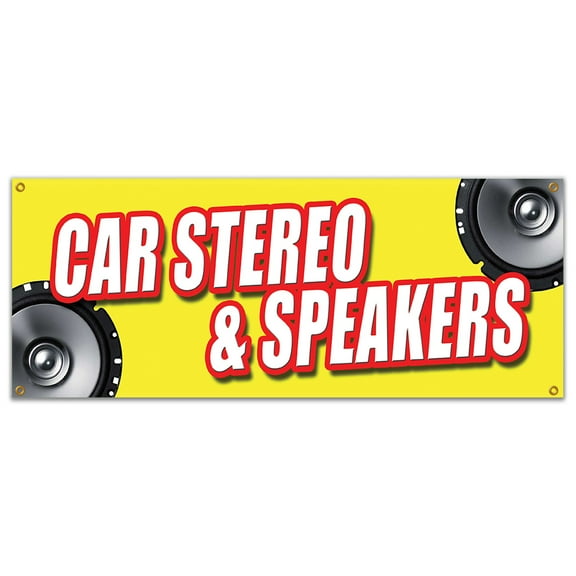 CAR STEREO & SPEAKERS BANNER SIGN mp3 installation service amplifers