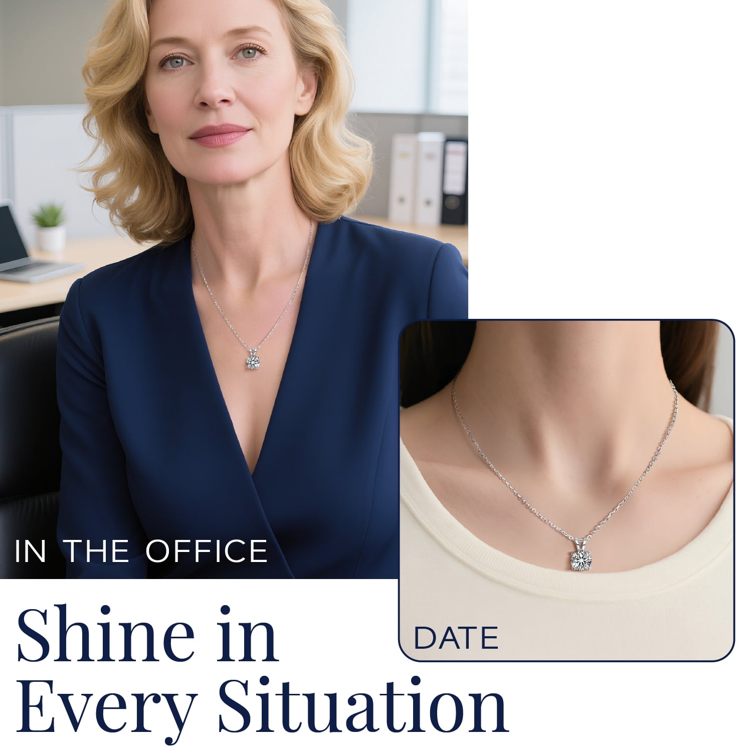 MomentWish 1 Carat Round Cut Moissanite Pendant Necklace for Women 925 Sterling Silver Christmas Anniversary Birthday Gift for Wife Mom