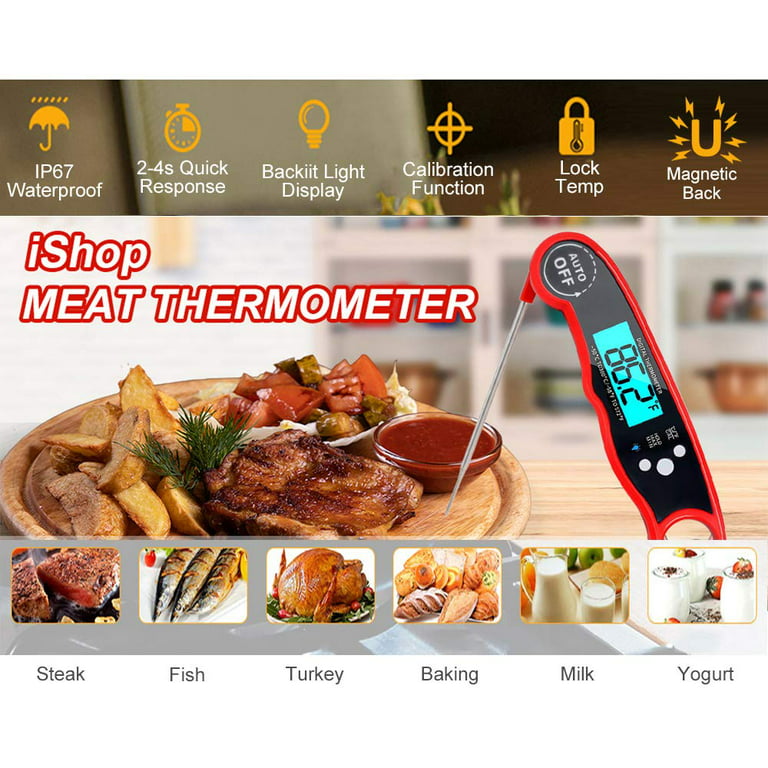 Smalibal Digital Meat Thermometer, Battery Powered Waterproof Instant Read  Thermometer with Wireless Prob for Cooking Food, Baking, Liquids, Candy,  Grilling BBQ A - Yahoo Shopping