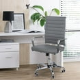 thumbnail image 2 of Okeysen Mid-Back Ribbed Home Office Desk Chair Ergonomic Faux Leather Conference Room Swivel Chairs Adult, Gray, 2 of 10