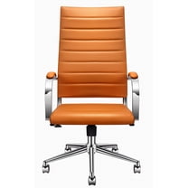 LUXMOD High Back Office Chair with Armrest, Orange Adjustable Swivel Chair in Durable Vegan Leather, Ergonomic Desk Chair for Extra Back & Lumbar Support –Orange