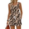 thumbnail image 2 of UDAUDU Women 2 Piece Outfits Sets Summer Floral Graphic Sleeveless Tank Tops & Shorts Beach Casual Loungewear Brown XL, 2 of 8