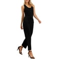 thumbnail image 4 of INSPIRE CHIC Jumpsuits for Women Dressy Casual Jumpsuit Sleeveless Crew Neck Knit Wide Leg Rompers Jumpers Summer Outfits XS Black, 4 of 6