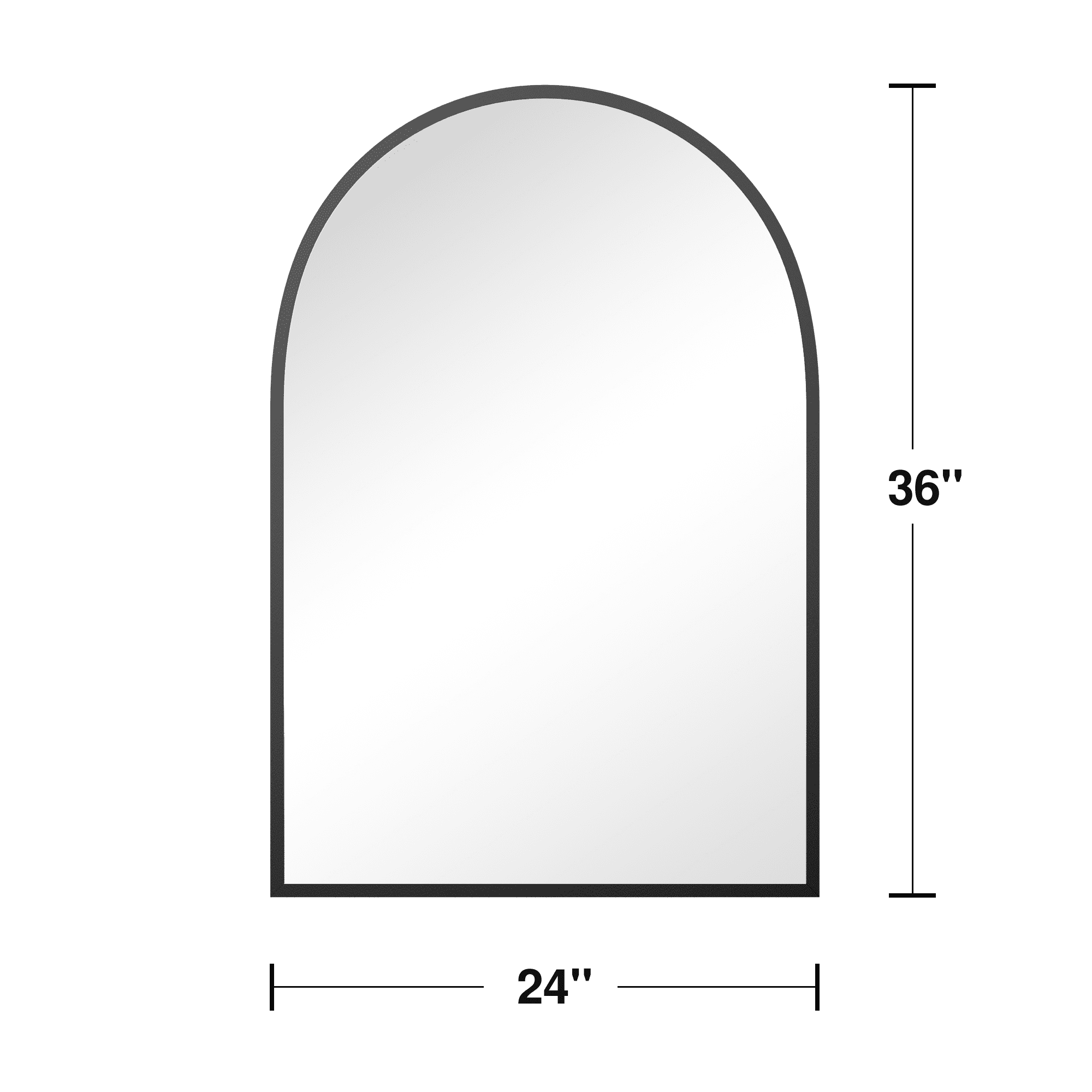 MAYEERTY Modern 36*24in Wall Mounted Mirror for Bathroom, Aluminum Frame, Right-Angle Arch, Black