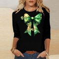 thumbnail image 3 of Elvqul T-Shirts à Manches 3/4 pour Femmes Col Ras du Cou T-Shirts de la Saint-Patrick Graphiques Mode Mignons Vacances Grande Taille Hauts pour Femmes, 3 of 5