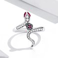 thumbnail image 2 of Anillo de serpiente de plata de ley 925 para mujer con flor rosa CZ Vi, 2 of 5
