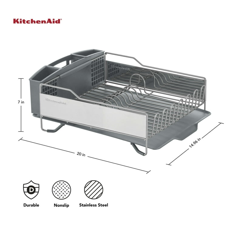 KitchenAid Large Stainless Steel Dish Rack with Drain Drying