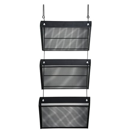 Rubbermaid Unbreakable Wall File Hanger - Universal Mesh Three-Pack Wall Files with Hanger, Letter, Black -UNV20011