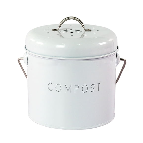 Kitchen Compost Bin for Kitchen Countertop Compost Bucket for Kitchen with Lid Includes Charcoal Filter Green/White