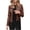 Coffee, variant on DTBPRQ Women's Faux Leather Jackets Long Blazer Fashion Sleeve Open Front Short Cardigan Suit Jacket Coat Top Blazers for Work Casual Moto Biker Outwear