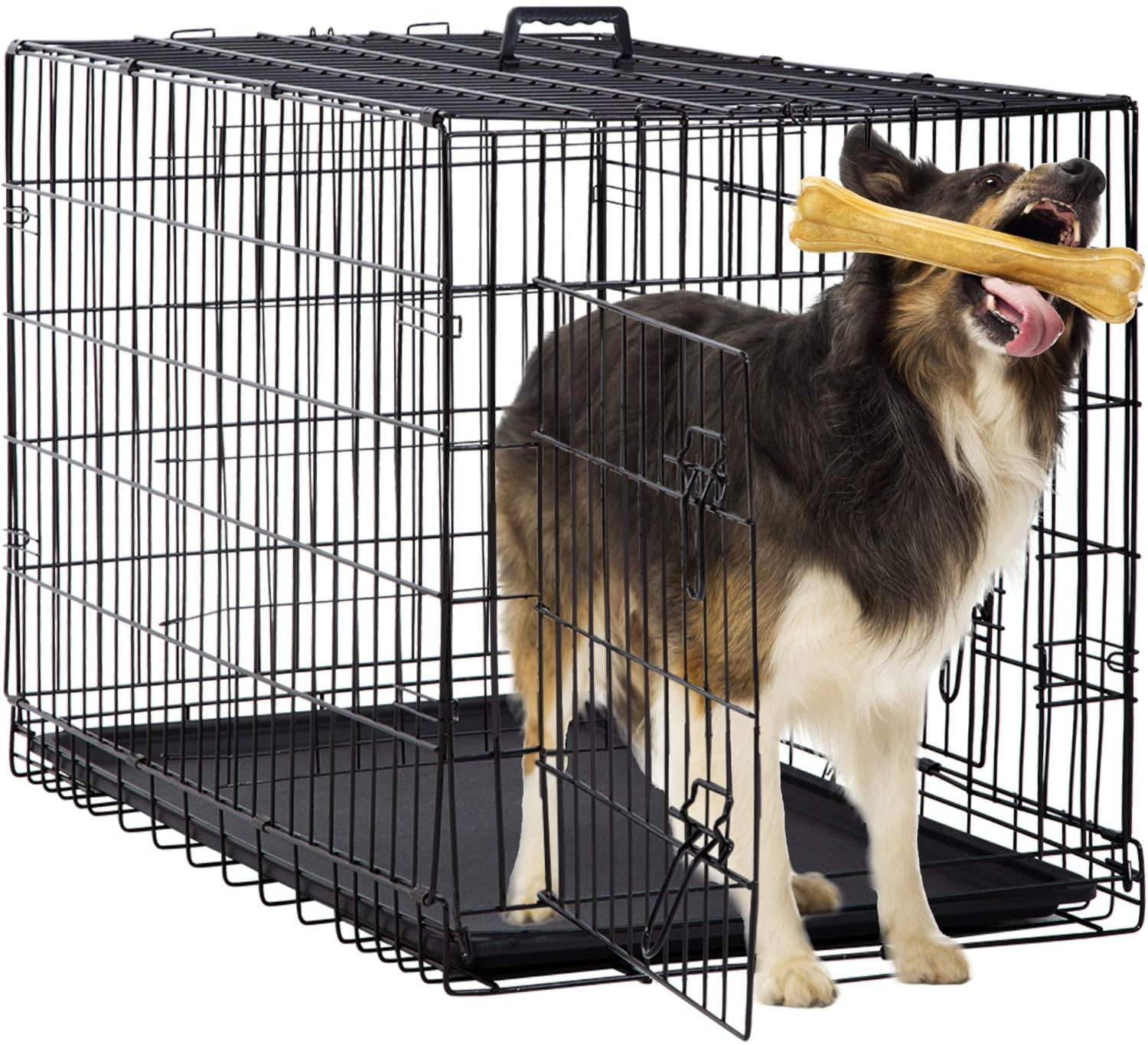 Large Dog Crate Dog Cage Dog Kennel Metal WireDouble Door Folding Pet 