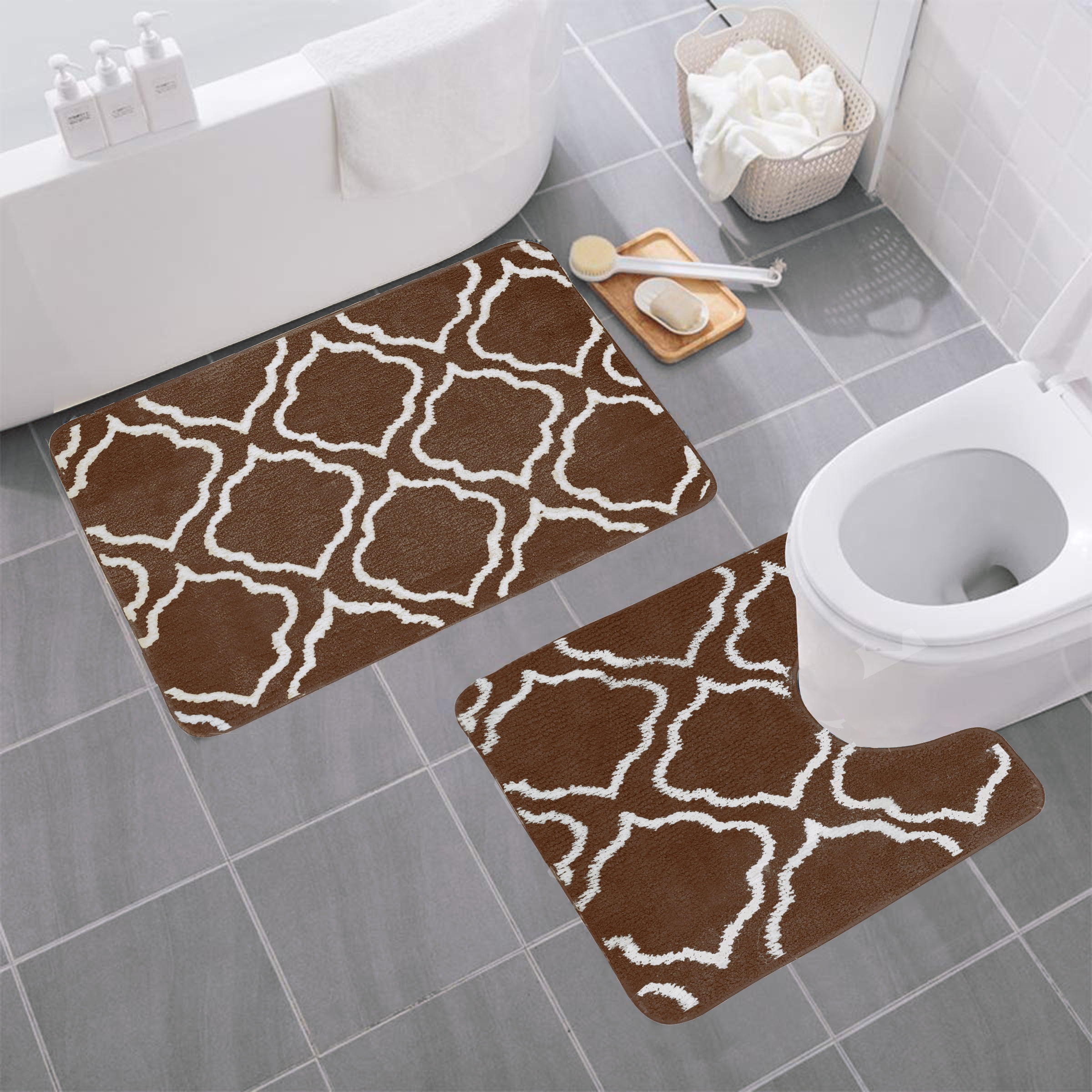 2 Piece Bathroom Rug Set Bath Rug, Contour Mat.