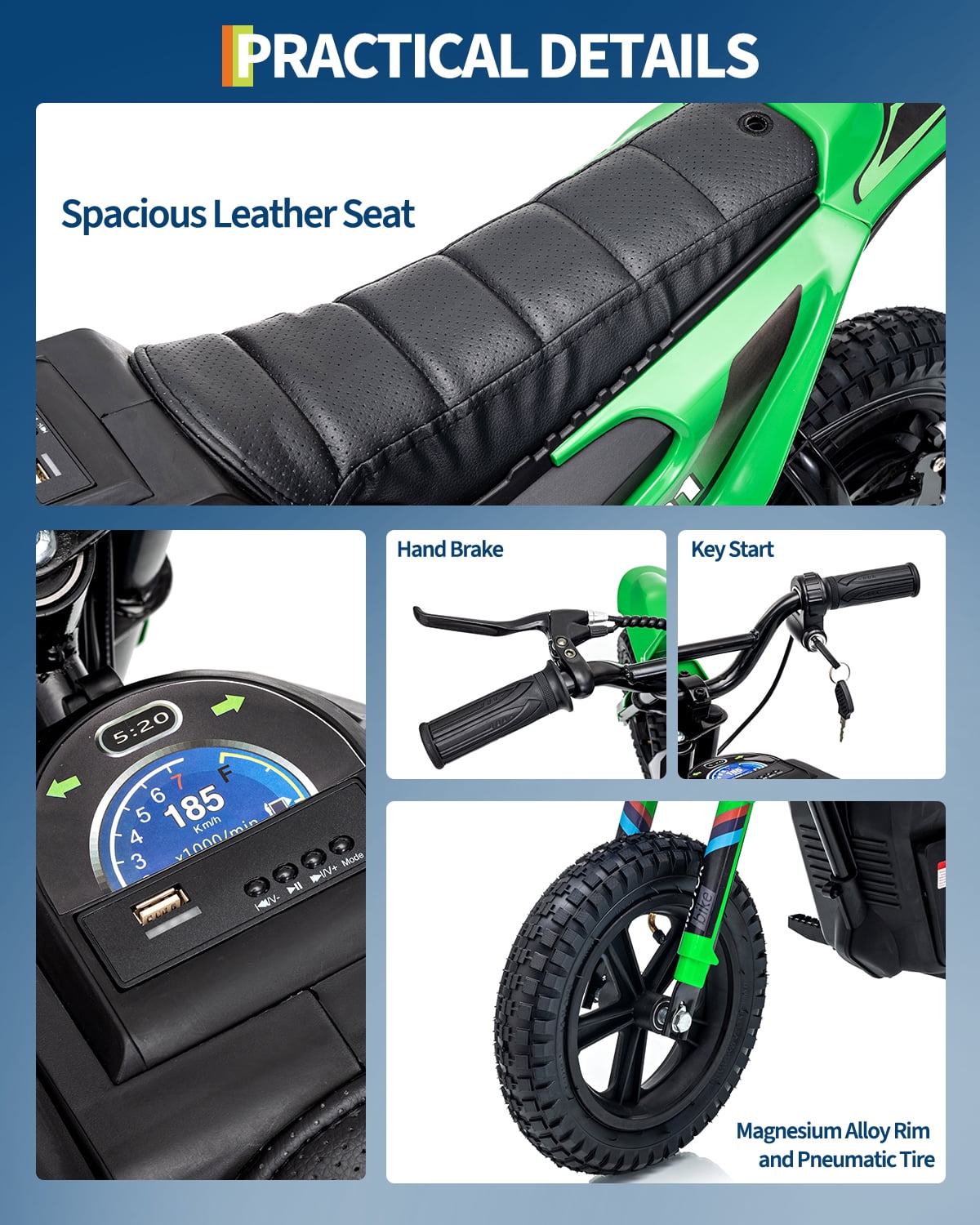 24V Kids Electric Dirt Bike - 350w Kids Motorcycle, 13.67 Mph Max Speed Electric Bike for Kid, Rear Wheel Suspension, 12 Miles Range, Twist Grip Throttle, Rubber Tire