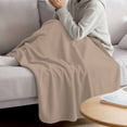 thumbnail image 3 of Beige Solid Color Blanket Soft Cozy Warm Throw Blanket for Couch, Plush Fuzzy Flannel Fleece Blankets for Sofa, Aesthetics Contemporary Luxury Bed Blankets Lightweight Gifts for Women, 50"x60", 3 of 9