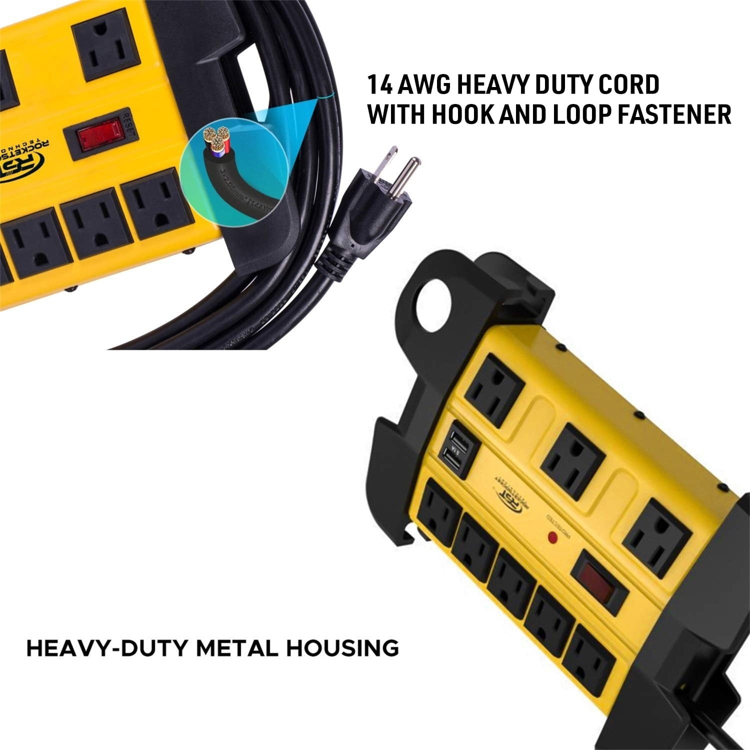 CRST LTS-10TS 8-Outlet 2 USB 1875W Surge Protector