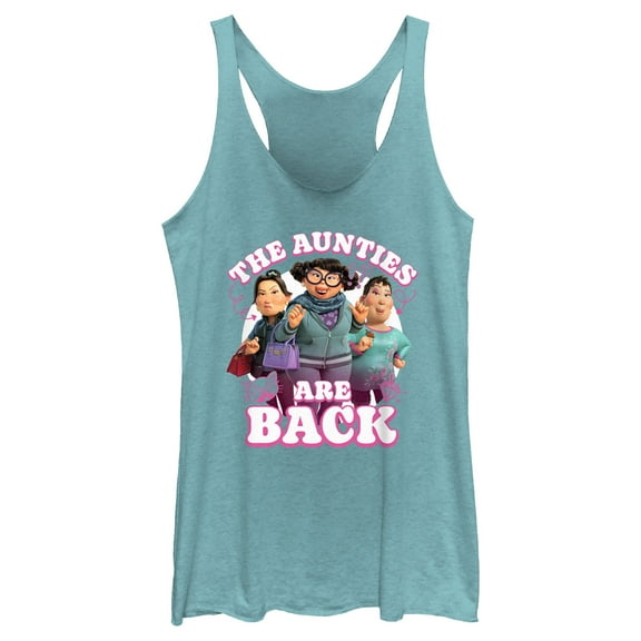 Women's Turning Red The Aunties are Back Racerback Tank Top Tahiti Blue Medium