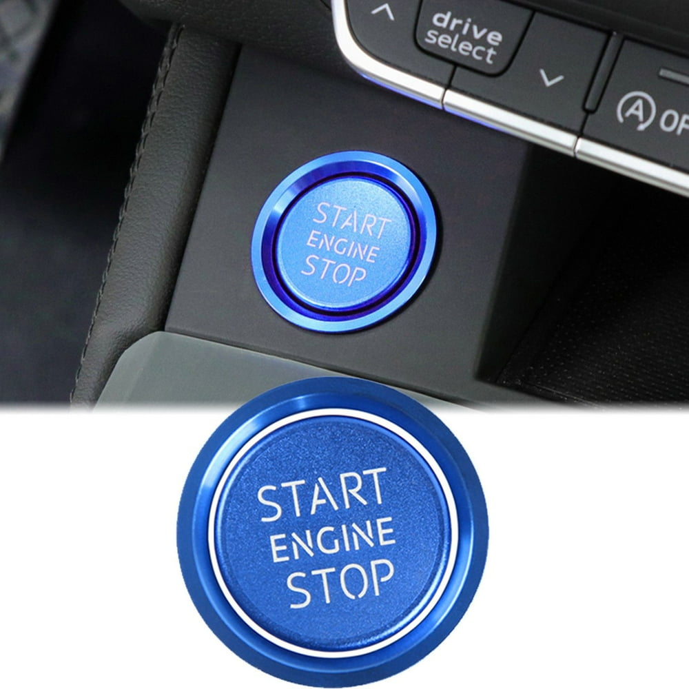 Xotic Tech Blue Start Engine Stop Push Button Cover + Ring Fit Audi A4 A5 Q5 S Line Style