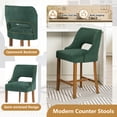 thumbnail image 5 of ClinQ 26'' Counter Height Bar Stools Set of 3, Upholstered Bar Stools With Walnut Curved Footrest， Modern Counter Stools with Back for Kitchen Island ，Green, 5 of 6