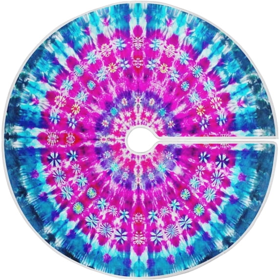 FMSHPON Colorful Unique Tie Dye Art Meet Circle Rainbow Xmas Christmas Tree Skirt Stand Mat for Holiday Party Decoration Indoor Outdoor 36 inches