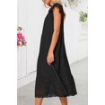 thumbnail image 3 of Vestido MEROKEETY 2025, verano, manga corta, cuello en V, corte A, negro, 3 of 8