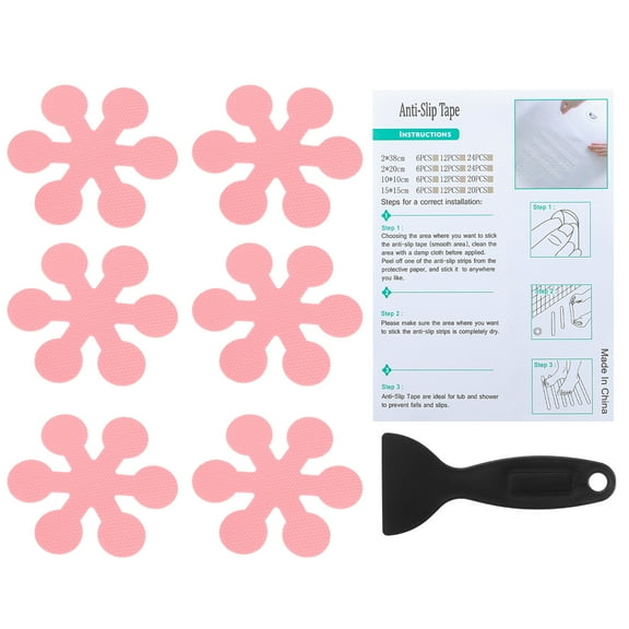 Uxcell Bathtub Non Slip Stickers Safety Shower Floor Anti Slip Stickers with Adhesive Decals Scraper for Bath Tub Shower Pink